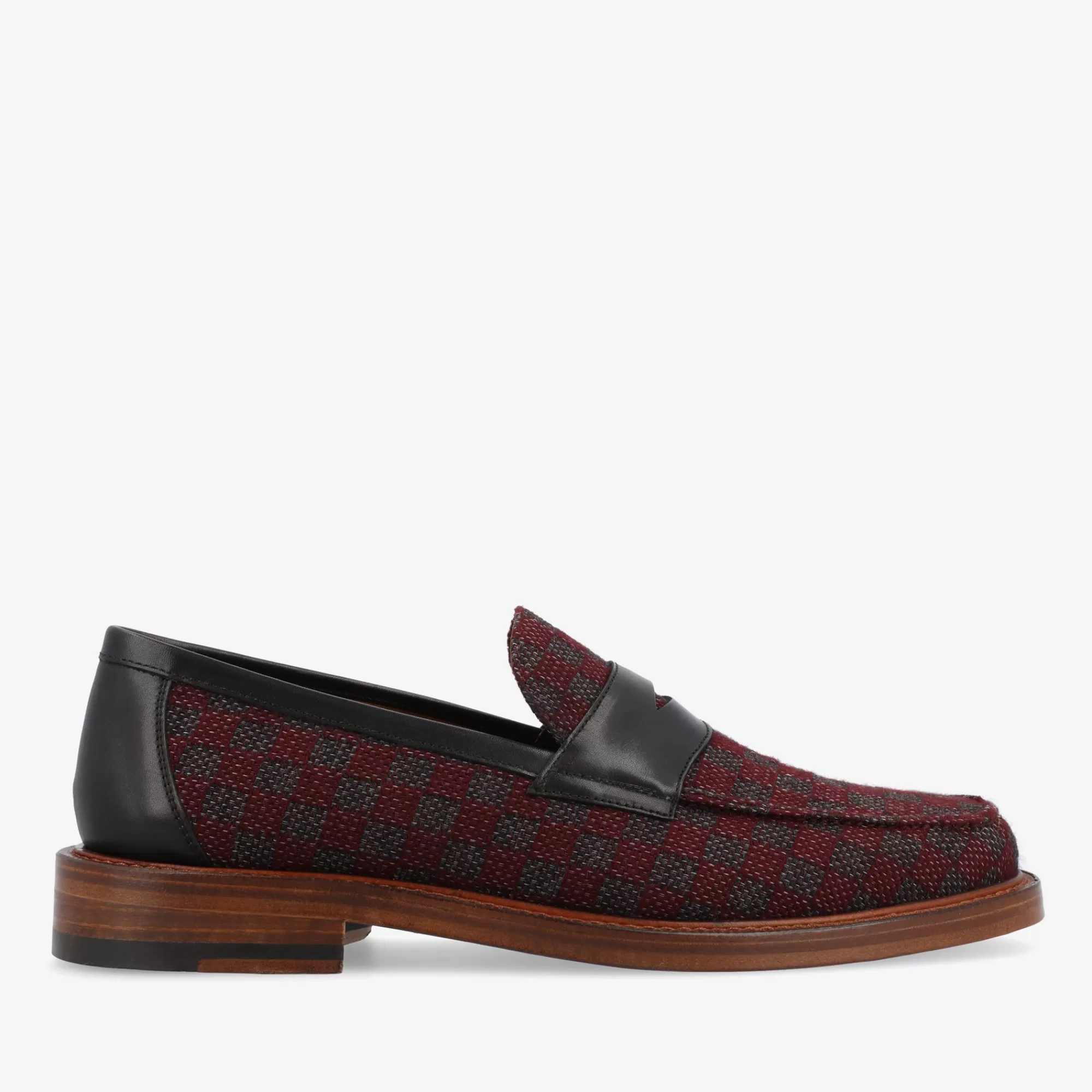 Cheap TAFT The Fitz Maroon Mens Loafers - Maroon Check |