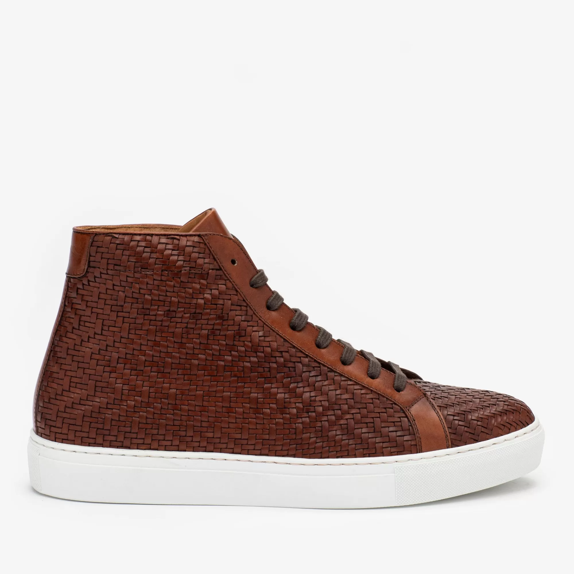 Discount TAFT The Hightop Sneaker In Woven Brown Leather |