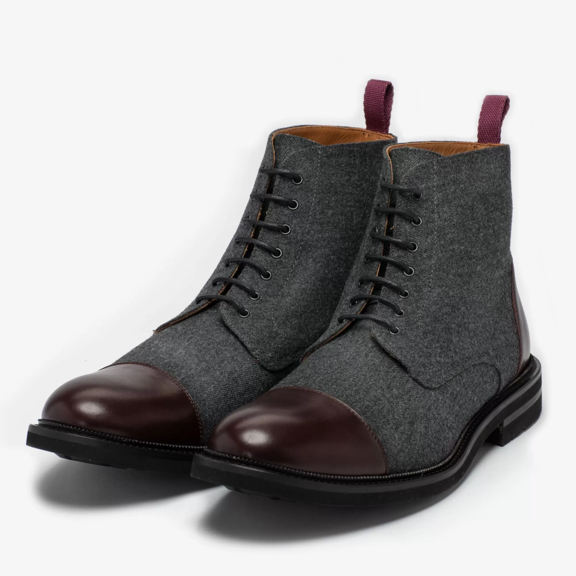 New TAFT The Jack Boot - Grey / Oxblood Leather |