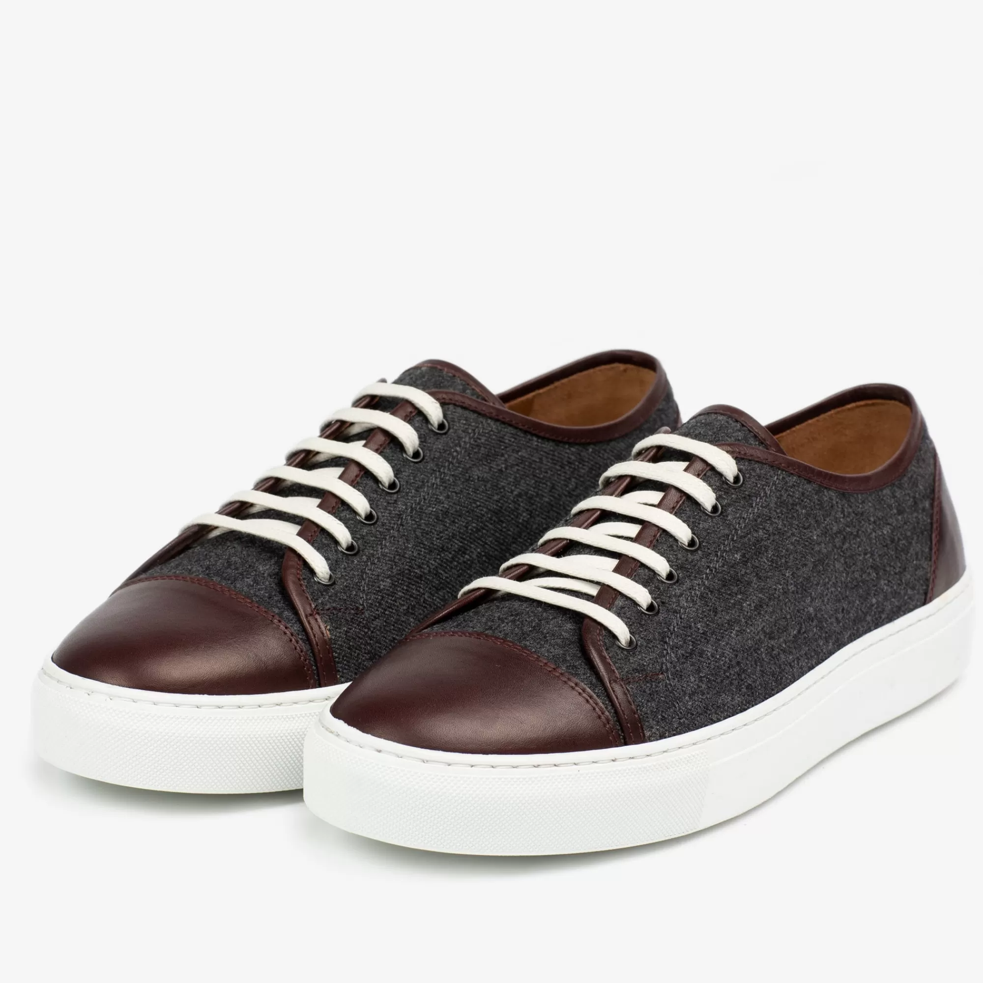 Store TAFT The Jack Sneaker In Grey/Oxblood - Wool Sneakers |