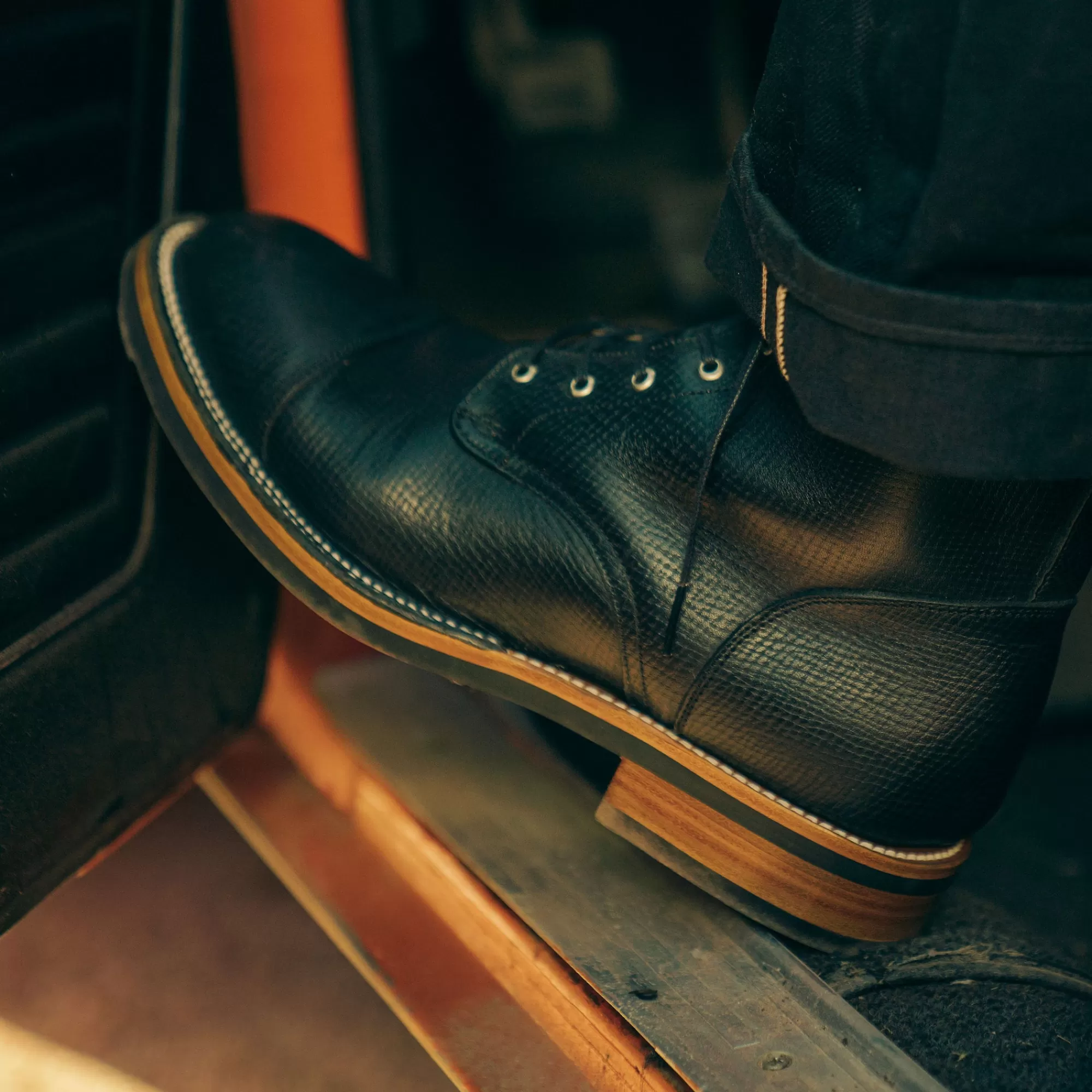 Cheap TAFT The Legacy Boot In Black Hatch - Reindeer Leather |