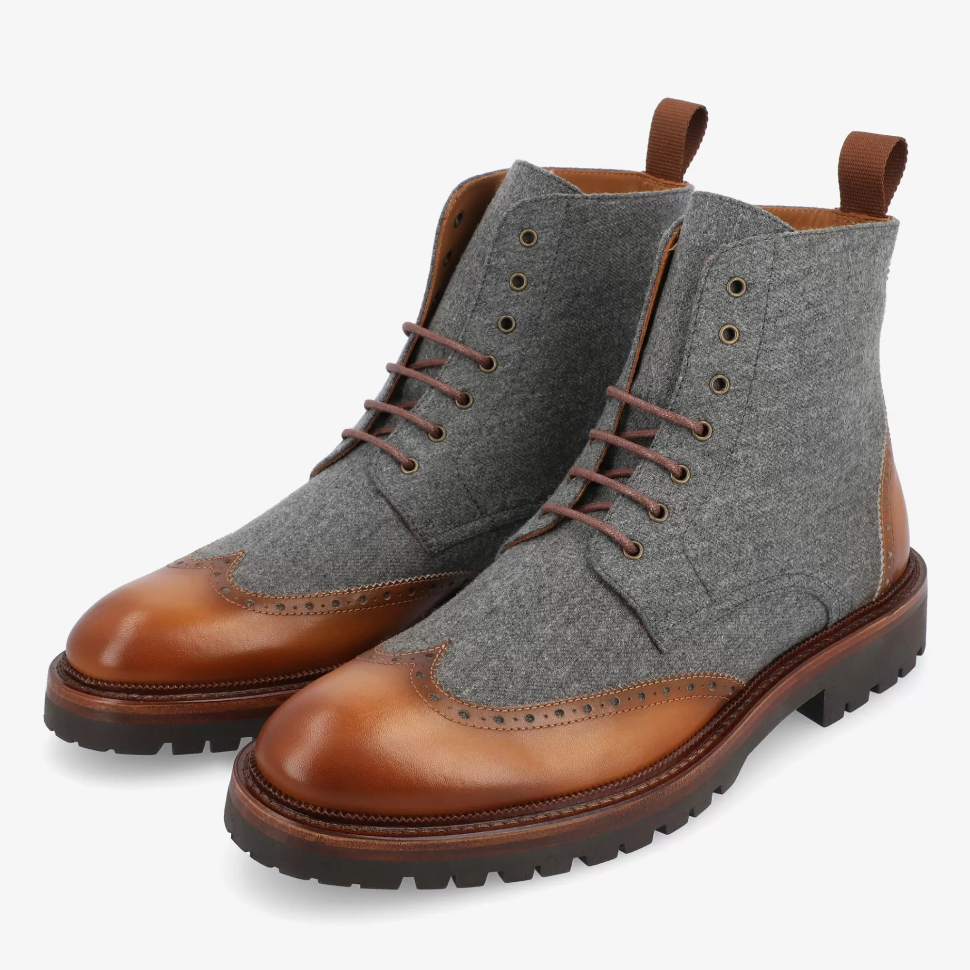 Store TAFT The Livingston Boot In Grey/Brown Wool Boots |