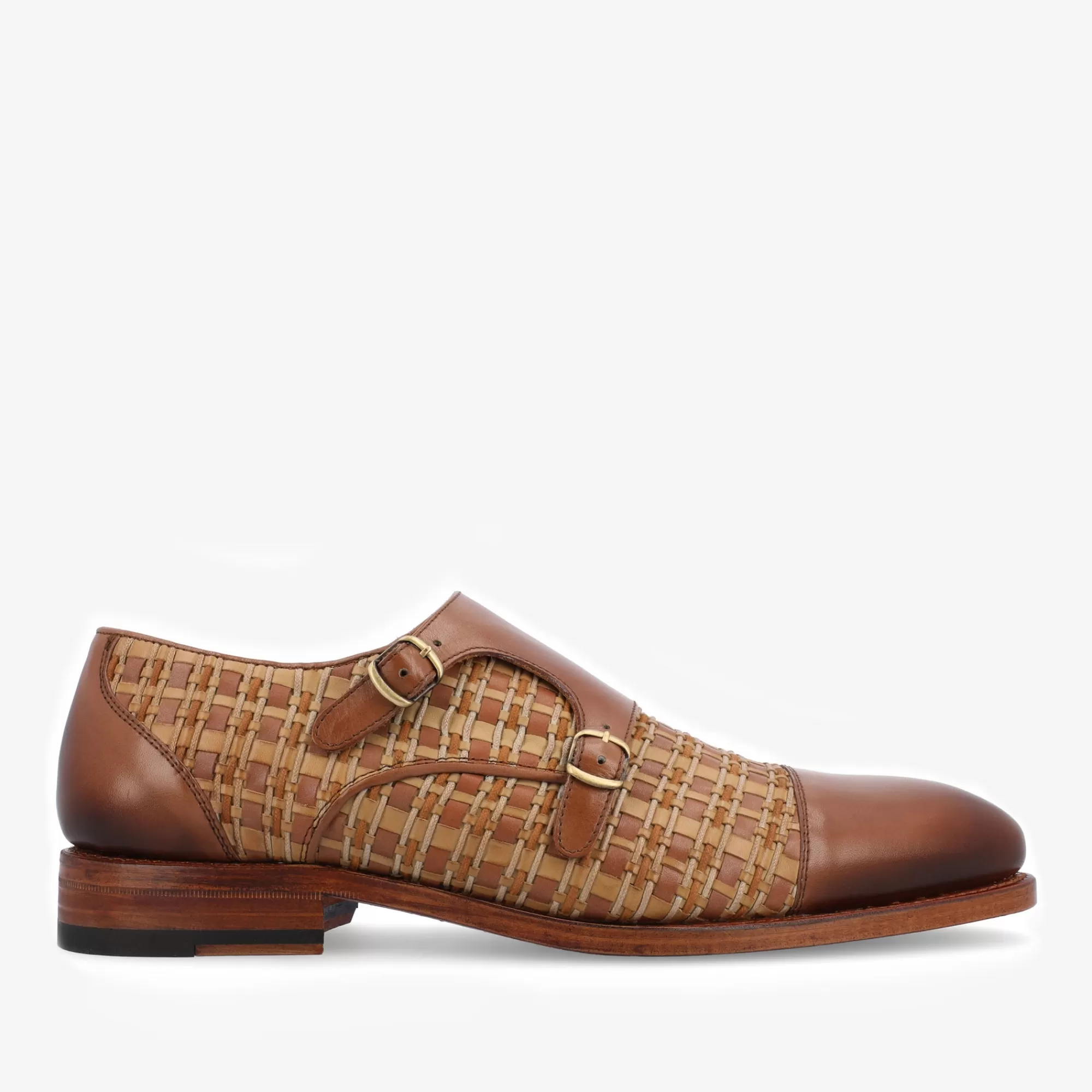 New TAFT The Lucca Monk Strap Shoe In Brown Woven |