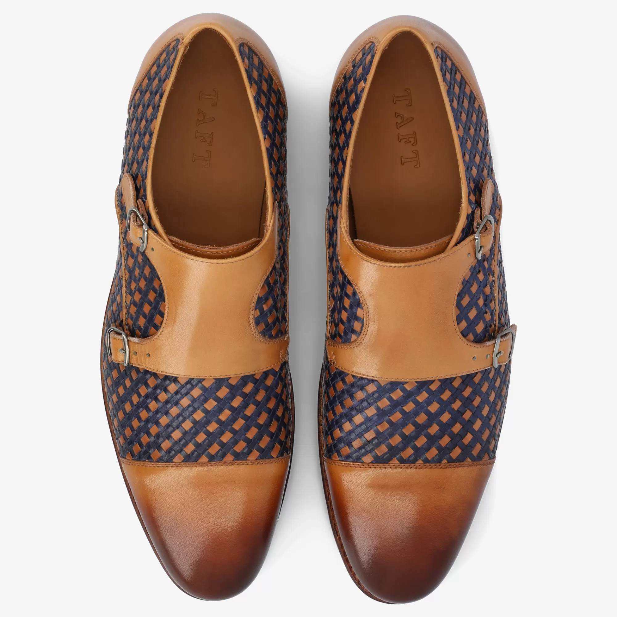 Flash Sale TAFT The Lucca Monk Strap Shoe In Navy Woven Leather |