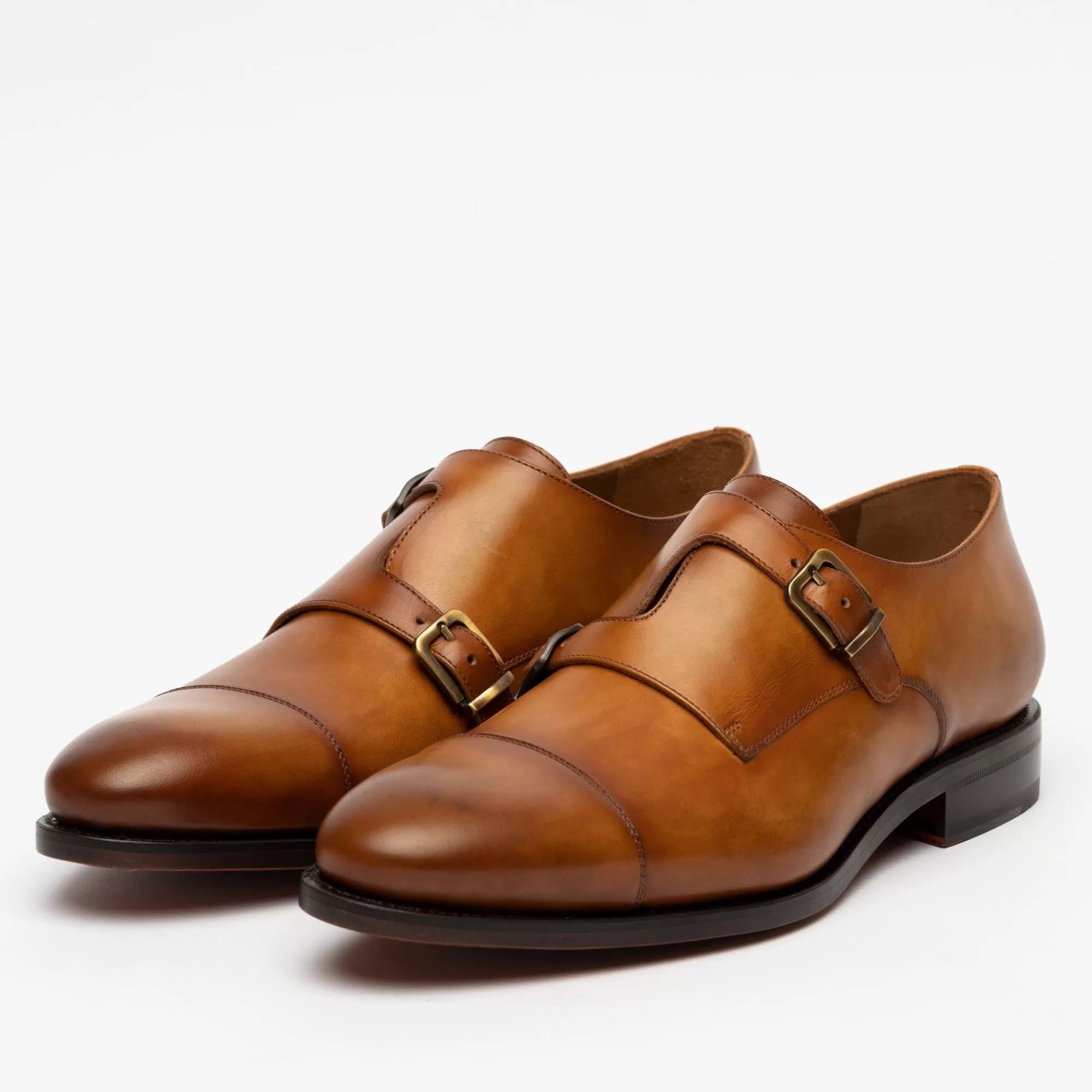 Clearance TAFT The Prince Shoe In Honey - Double Monk Strap |