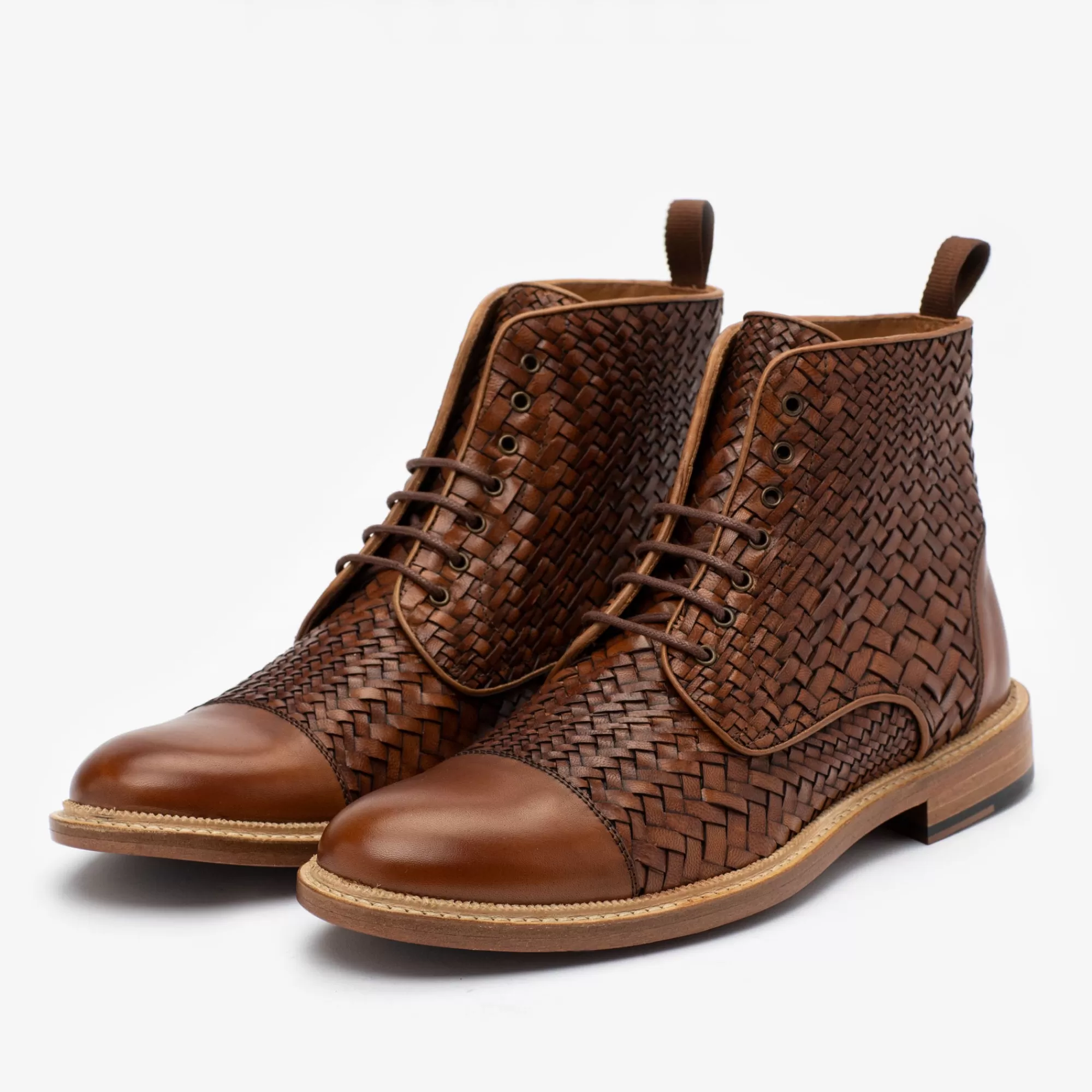 Best TAFT The Rome Boot In Woven - Leather Boots |