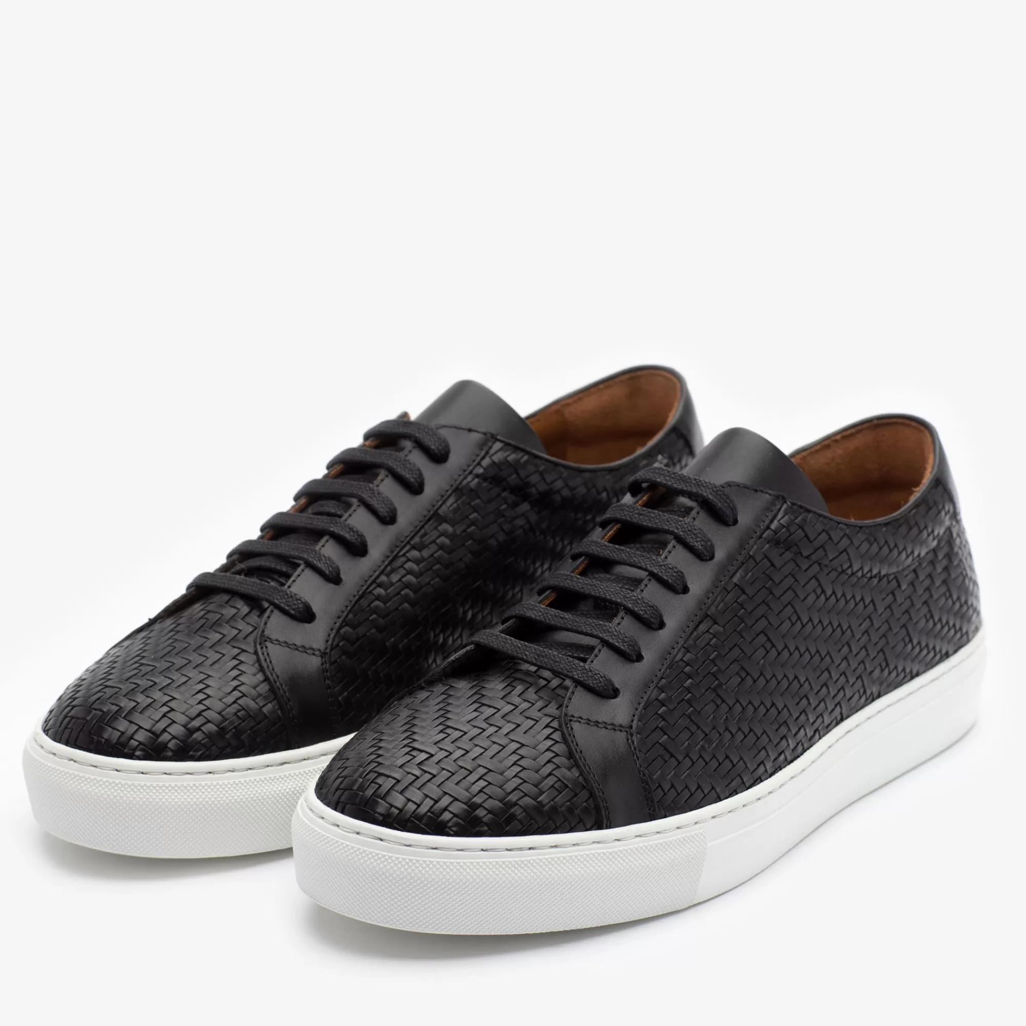 Outlet TAFT The Sneaker In Black Woven Leather |