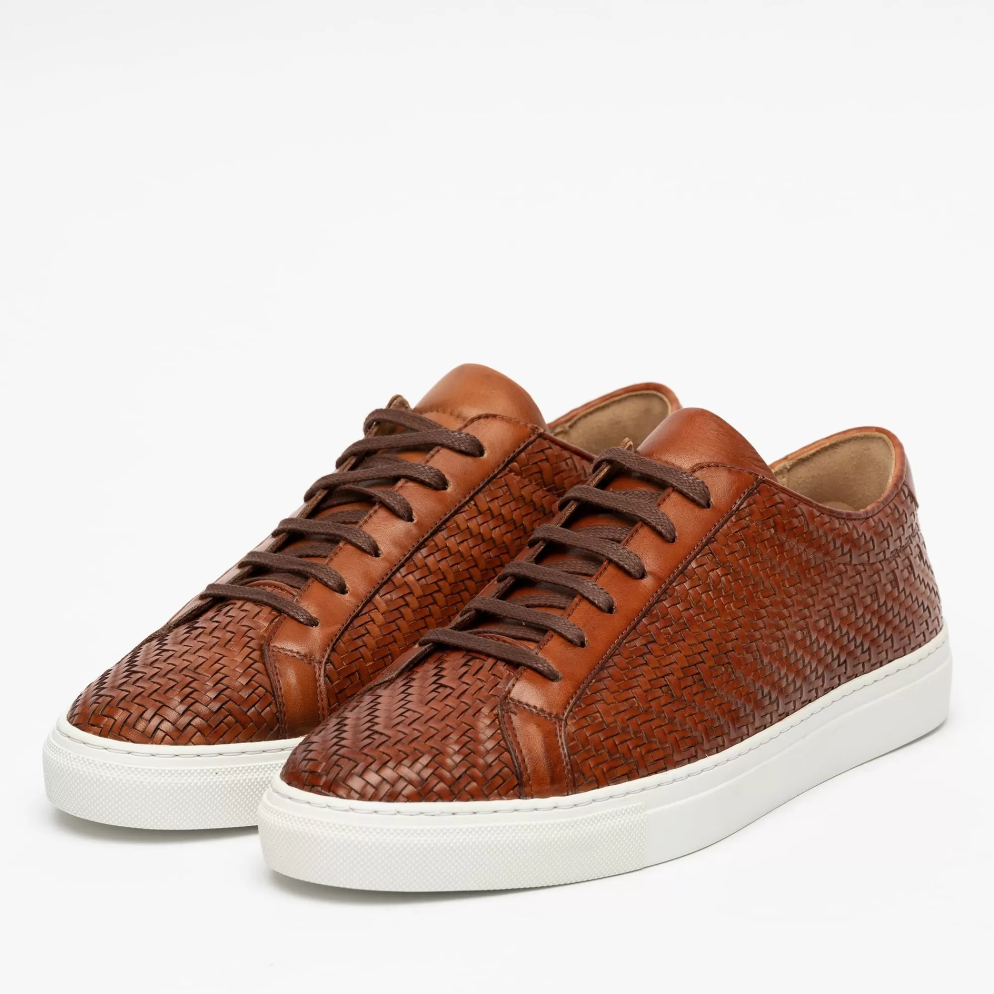 Store TAFT The Sneaker In Woven Brown Leather |